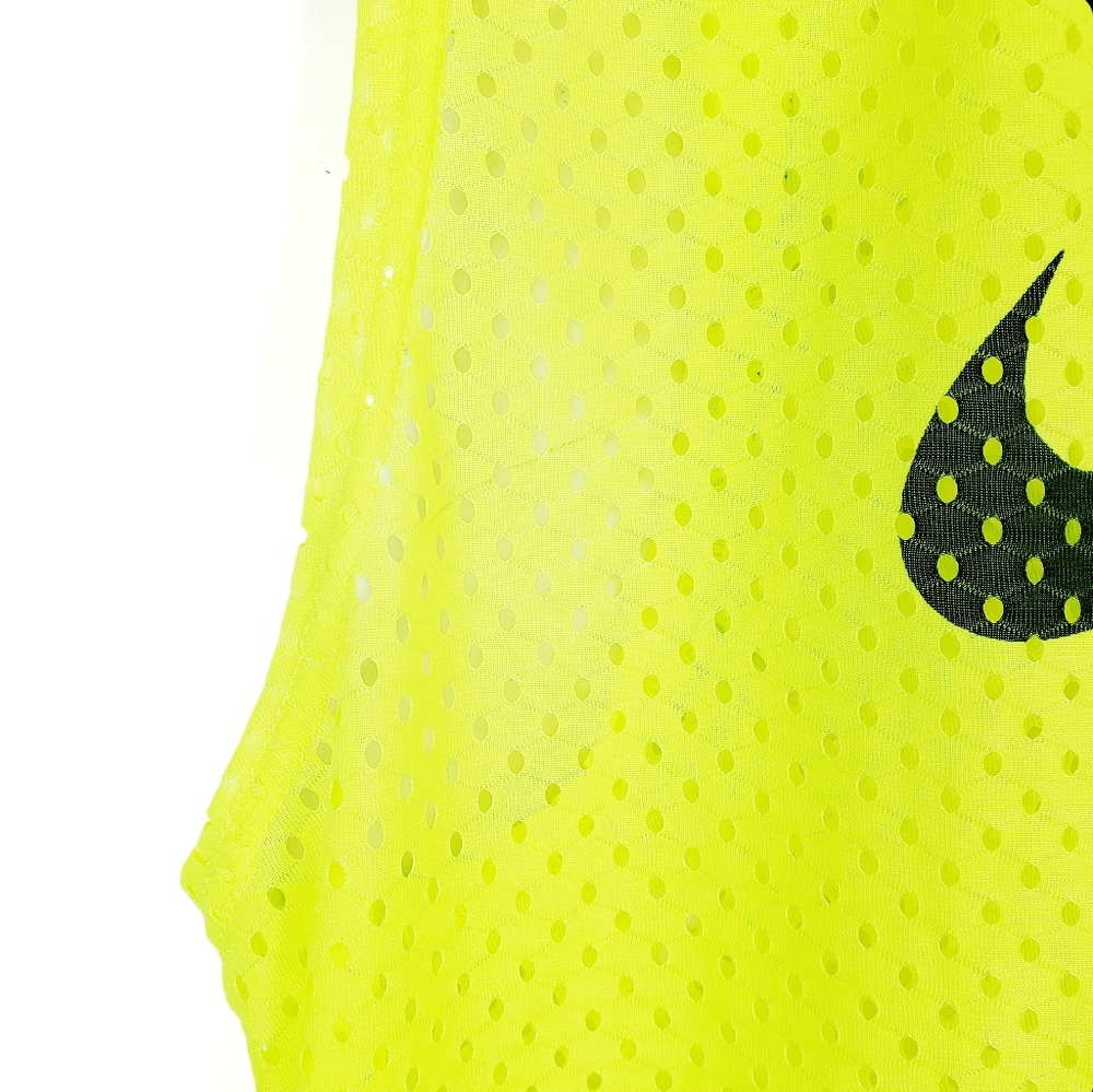 NIKE Logoed Neon Yellow Mesh Youth Jersey Small - Picture 3 of 6